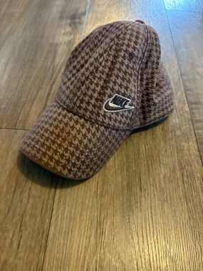 Vintage Nike Houndstooth Baseball Cap - Brown
